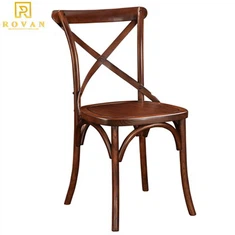 Zunanji jedilni stoli s križnim naslonom iz naravnega hrasta